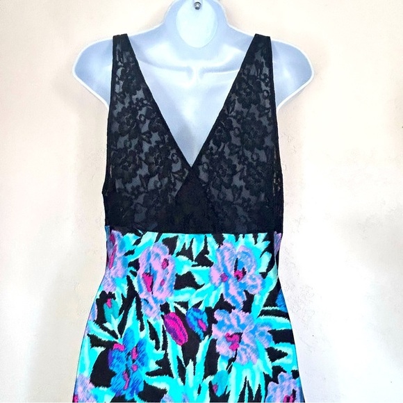 VICTORIA’S SECRET VTG Gold Label Floral Satin Lace Mesh Side Maxi Slip Dress S - Picture 6 of 9